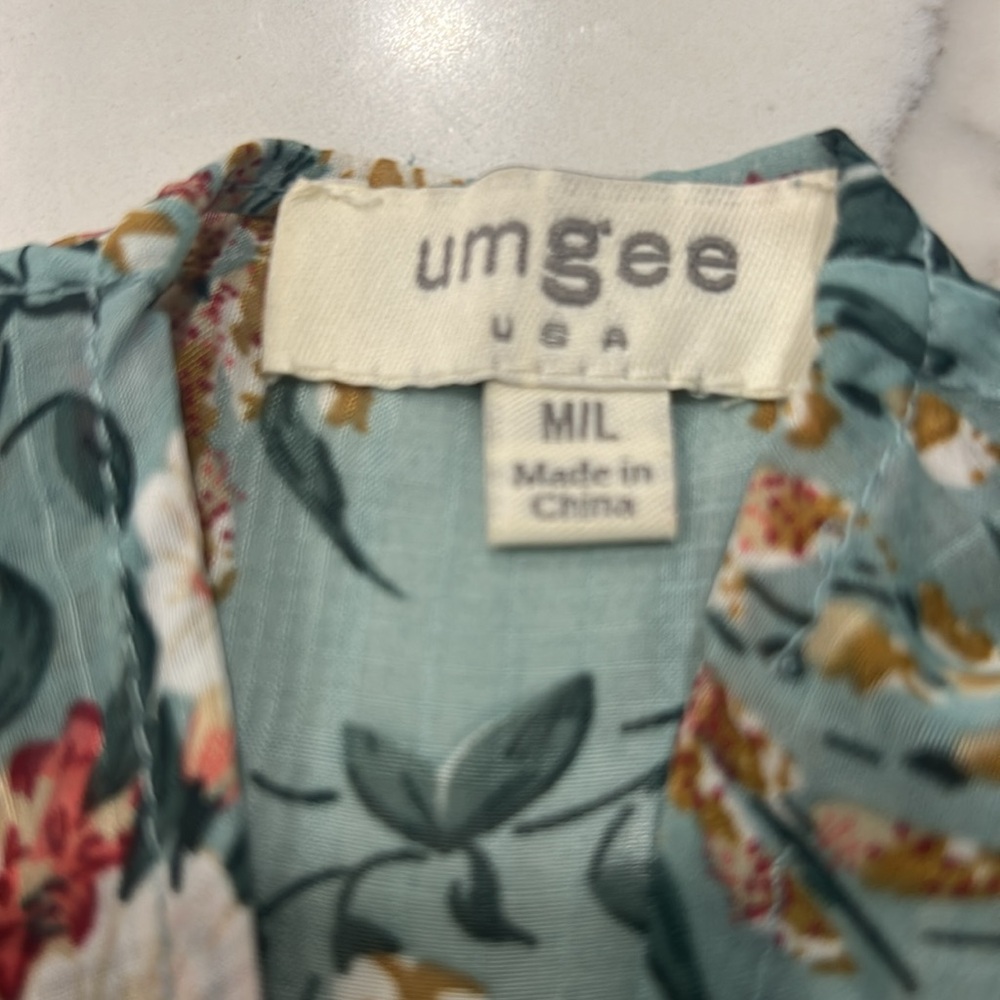 Umgee Floral Green Kimono/Cover Up Women’s Size M/L - Picture 8 of 13